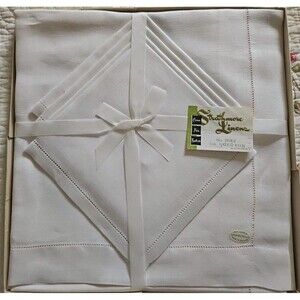 Vintage Irish Linen Strathmore Tablecloth & 4 Dinner Napkins  NOS 42x42